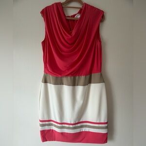 Studio I Coral and White Midi Dress